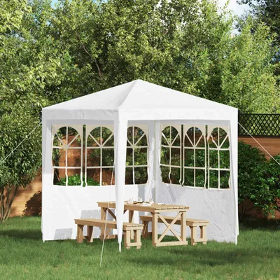Obrázek produktu pro Maison Exclusive – Boční stěna pro párty stan, 2 kusy, rozměry 200 x 195 cm, bílá barva, materiál: polyetylen (PE) a ocel