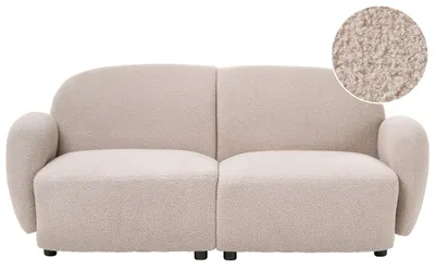 Produktbild von BELIANI 3-Sitzer Sofa Beige Bouclé Gepolstert mit Breiter Sitzfläche Armlehnen Organisches Retro Design Wohnzimmersofa Polstersofa Teddy Stoffsofa
