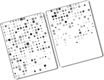 Produktbild von Tulup Glas Herdabdeckplatte - 2x40x52 cm - Glaskeramikkochfeld-Abdeckung Spritzschutz Glasabdeckplatte Kochplattenabdeckung und Schneidebrett - Zweiteilig - Kunst: modern & klassisch - Abstrakte Quadrate - Grau