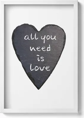 Produktbild von Alles was du brauchst ist Liebe - Herz– Wandbild mit Rahmen – Gerahmtes Bild  – Wanddekoration – 40x60 cm – Weiß