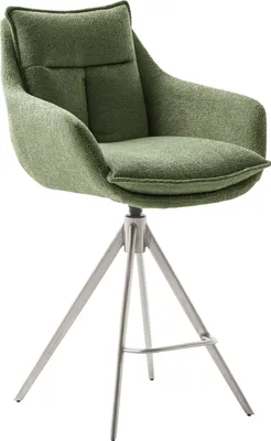 Produktbild von Parker, Tresenstuhl, Armlehnen, Edelstahlgestell, Bezug olive