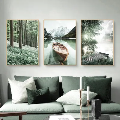 Produktbild von 3-teiliges Premium Poster Set See Wald Blume Bilder 50x70cm