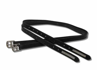 Produktbild von AMKA Leder Steigbügelriemen mit Glitzersteinchen, schwarz 130 oder 150 cm Edelstahlschnallen, Größe:130