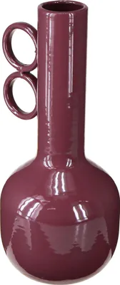 Produktbild von Design Vase mit langem Hals und runden Griffen für moderne Deko