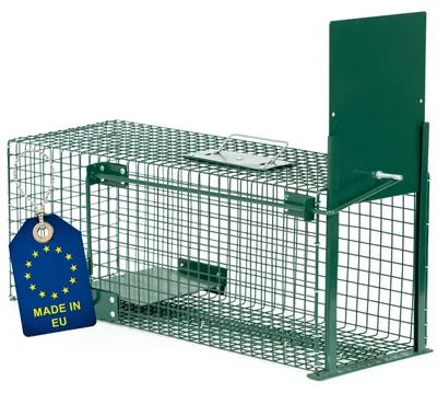 Produktbild von ITA Lebendfalle 5001 60x23x23 cm - Wetterfeste & Zuverlässige Falle für Kleintiere wie Marder und Ratten - Rattenfalle Marderfalle - Fertig Montiert, Bissschutz, Tragegriff