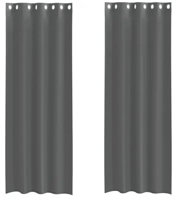 Image de vidaXL Voile Rideaux avec oeillets 2 pcs. Gris foncé 140x300 cm