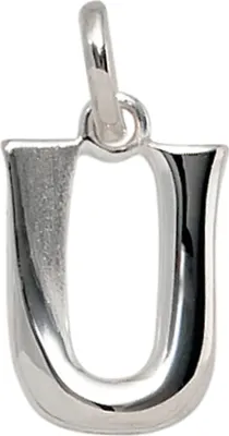 Produktbild von Anhänger Buchstabe U aus echtem 925 Silber glänzend teilmattiert Uni