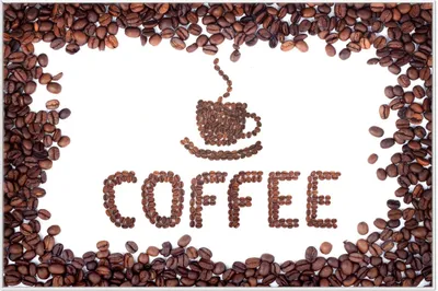Produktbild von Wallario Wandbild Kaffee Schrift aus Kaffeebohnen, Größe: 61 x 91,50 cm, Poster mit weißem Aluminiumrahmen