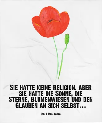 Produktbild von Mr. & Mrs. Panda Babydecke Blume Mohnblume - Weiß - Geschenk, Fleecedecke, Religion, Glaube, Schmusedecke, Motivation, Respekt, Mohn, Schlummerdecke, Garten, Plaid