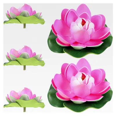 Produktbild von Künstliche Lotusblume Schwimmende Seerosen Dekoration 5 Stück Simulierte Wasserpflanzen für Gartenteich und Teichzubehör 2 Zoll