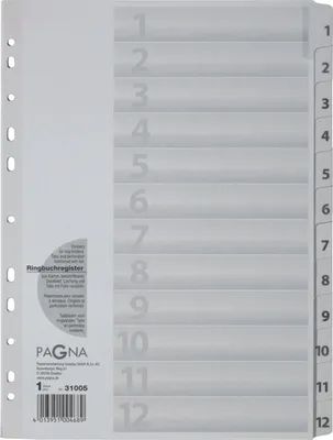 Produktbild von Register A4 PP 1-12 weiß Packung mit 15 Stück