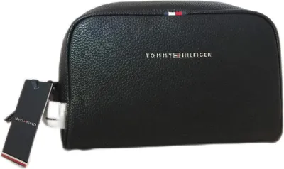 Produktbild von Tommy Hilfiger Herren Kulturbeutel Essential PolyurethanWashbag Kunstleder Schwarz Black