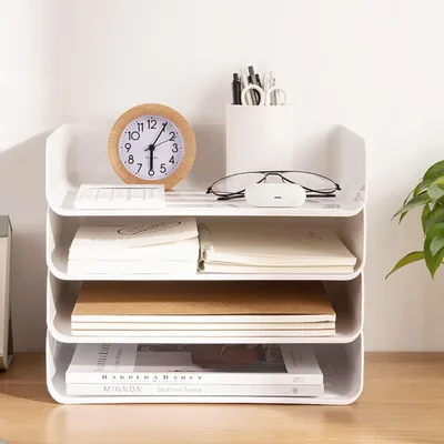 Produktbild von Aktenregal 4 Stöckige Ablagekorb,A4 stapelbare Briefablage,Schreibtisch Organizer 4-tlg.