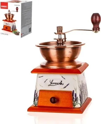 Produktbild von Kaffeemühle, manuell, Retro-Stil, Holz + Keramik Lavender