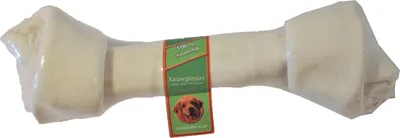 Productafbeelding van Knoopkluif wit 31 cm met banderol Kauwplezier Gebr. de Boon