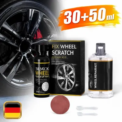 Produktbild von Alufelgen Reparatur Set Schwarz Kratzer 50ml Reparaturkleber Radlack Risse DE