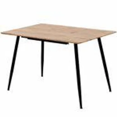 Produktbild von Esstisch Emilia ausziehbar 120-150-180 x 80 cm 4-10 Personen Küchentisch mit Metallgestell für Küche, Esszimmer Holz Optik,Farbe:Eichefarben