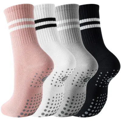 Produktbild von 4 Paar rutschfeste Yoga-Socken für Pilates und Fitness