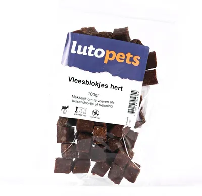 Produktbild von Lutopets Fleischwürfel Hirsch – 100 g – Weicher Hundesnack
