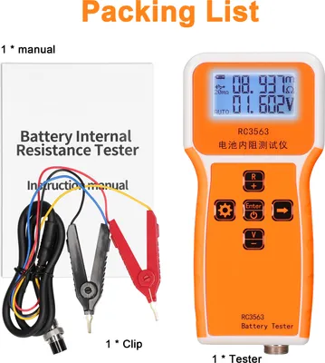 Zdjęcie produktu dla RC3563 200�� 100V Ręczny przenośny tester rezystancji wewnętrznej baterii 3-cyfrowy wyświetlacz Tester baterii Wysokoprecyzyjny, prawdziwie czteroprzewodowy wykrywacz baterii litowo-ołowiowo-kwasowych AC