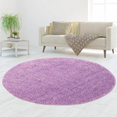 Immagine prodotto di Tappeto a pelo lungo color lilla – Perfetto per il riscaldamento a pavimento – Dimensioni: 120 cm (rotondo)