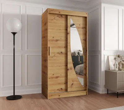 Obrázok produktu pre Šatníková skriňa 100 cm SUDENA s posuvnými dverami - dub artisan