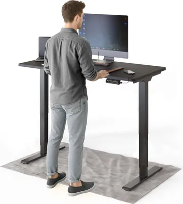 Produktbild von DESKSPACE PRO Plus Elektrisch Höhenverstellbarer Schreibtisch, 120x60 cm Stehpult mit Memory-Funktion, Schwarze Tischplatte, Schwarzes Gestell