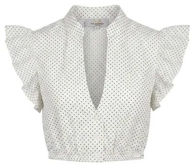 Produktbild von Dirndlbluse Bella Flügelarm Pünktchen weiß 36