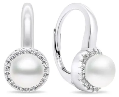 Produktbild von Elegante Silberohrringe mit Perlen und Zirkonen EA419W