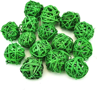 Image de Boules décoratives en osier vert, 15 pièces, Ø3 cm