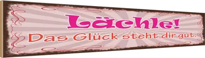 Produktbild von vianmo Holzschild 10x46 cm Lächle das Glück steht dir gut