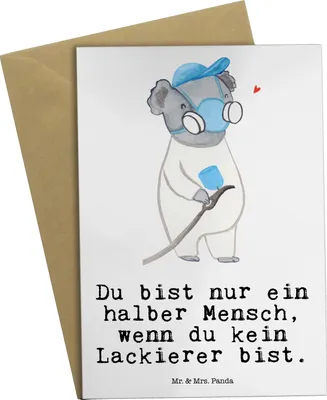 Produktbild von Mr. & Mrs. Panda Grußkarte Lackierer Herz - Weiß - Geschenk, osterkarte, Lustig, einladungskarten, weihnachtskarten, Ausbildung, Grußkarten, Spruch, kommunionskarte