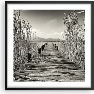 Produktbild von Gerahmtes Poster - Schwarzer Rahmen - Brücke Pier Sepia - 50x50 cm - Wand Bild - Wanddeko - Wandbilder - Kunstposter - Wandposter - Bilderrahmen - Bilder - Kunstdruck - P2BAC50x50-4928