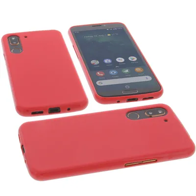 Produktbild von foto-kontor Hülle kompatibel mit Doro 8080 Tasche Gummi TPU Schutz Handytasche rot