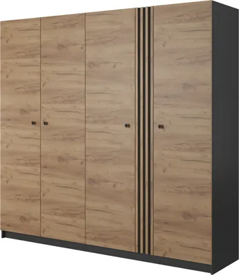 Produktbild von Design Möbel Deco Kleiderschrank Schlafzimmer Kleiderschrank mit Spiegel Wohnzimmer Schrank Kleiderschrank Sperrholz lackiert Modern Schrank