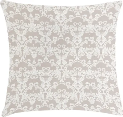 Produktbild von ABAKUHAUS Taupe Kissenbezug, Blumen Floral Inspiriertes Wiederholended Klassisches Muster, 50 x 50 cm, Taupe und Weiß