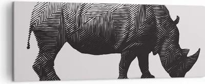 Produktbild von Bild auf Leinwand - Leinwandbild - Nashorn Tier Afrika Safari - 140x50cm - Wand Bild - Wanddeko - Leinwanddruck - Bilder - Kunstdruck - Wanddekoration - Leinwand bilder - Wandkunst - AB140x50-2935