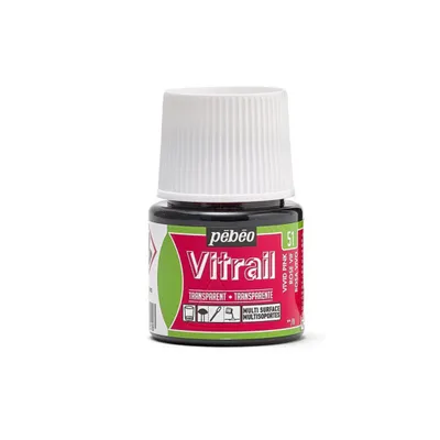 Image de Peinture pour verre transparente Pebeo Vitrail, 45 ml, 51 Vivid Pink