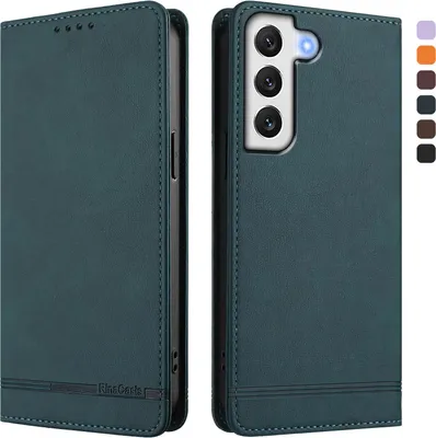 Produktbild von Hülle für Samsung Galaxy S21 FE 5G, Retro Kunstleder Ständer Klapphülle mit Kartenfächer und Magnetische Grün