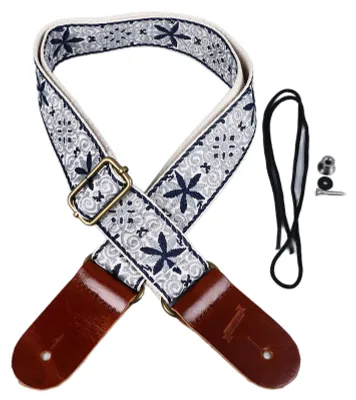 Produktbild von Bestickter Ukulelengurt im Ethno-Stil, verstellbare Länge, Nylonleder, bequeme Passform, Ukulelen-Schultergurt, Stil 2