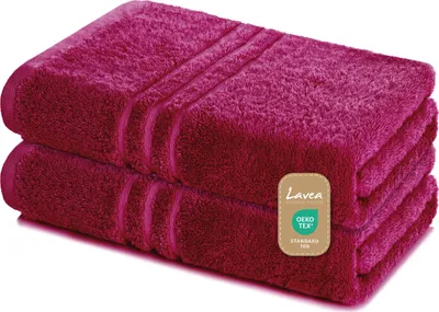 Produktbild von Lavea® 2er Set Saunatuch 80x200 cm, XXL Badetuch, 100% Baumwolle Frottier, saugstark, pflegeleicht 60°C, Elena, Bordeaux