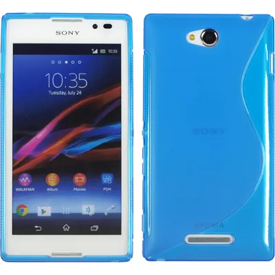 Produktbild von PhoneNatic Case kompatibel mit Sony Xperia C - blau Silikon Hülle S-Style + 2 Schutzfolien