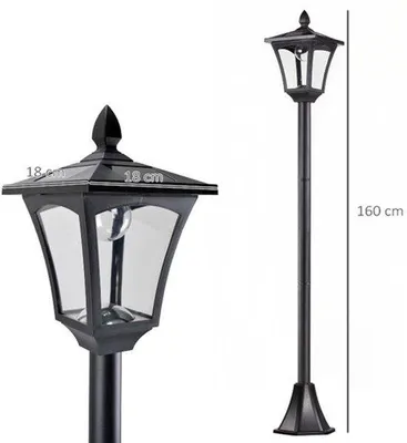 Image de Lampe de jardin - Noir - Acier inoxydable - Éclairage de chemin - 40 lumens - Résistant aux intempéries - Éclairage extérieur LED