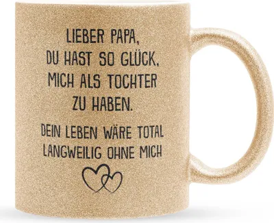 Produktbild von 22Feels Glitzertasse Gold Papa Geschenk von Tochter Vatertag Vater Geburtstag Weihnachten Kaffeetasse Männer Haferl Geschenkidee Bürotasse