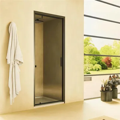 Immagine prodotto di Nicchia doccia 80 cm Rio a pivot vetro 6 mm trasparente H 195 nero