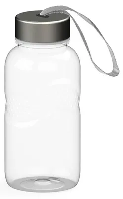 Produktbild von Trinkflasche Carve 'Pure' 500 ml - auslaufsichere Tritan Wasserflasche mit Edelstahldeckel und Schlaufe - Transparent
