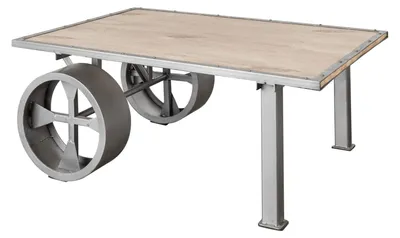 Produktbild von MASSIVMOEBEL24.DE Couchtisch Mango 110x80x43 whitewash lackiert Railway #333