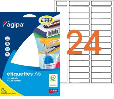 Produktbild von agipa Universal Etiketten 15 x 50 mm weiß 384 Etiketten