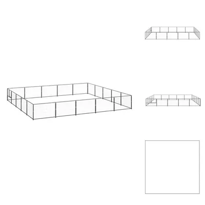 Image de vidaXL Chenil Noir 25 m² Acier - Chenils & parcs pour chiens