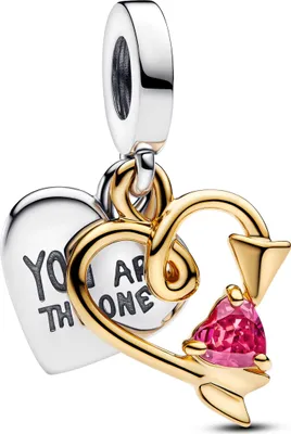 Image de Pandora gravé Cœur & Flèche Double Pendentif Charm 763622C01 Pendentif Charm